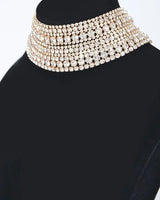 Radiant Allure Multi-Layer Rhinestone Choker - Gold - stylish accessory for every outfit