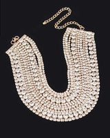 Radiant Allure Multi-Layer Rhinestone Choker - Gold for women - fashion jewelry by Palazzo Couture