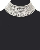 Radiant Allure Multi-Layer Rhinestone Choker - Silver for women - fashion jewelry by Palazzo Couture