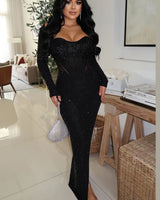 Radiant Allure Rhinestone Maxi Dress - Black - Palazzo Couture Online