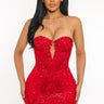 Radiant Allure Rhinestone Mini Dress (Red) - Palazzo Couture Online