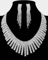 Radiant Cascade Rhinestone Collar Set - Silver - Palazzo Couture Online