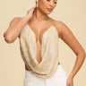 Radiant Chain Cowl Sequin Top – Blush for women - crop top by Palazzo Couture