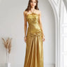 Radiant Crystal Metallic Gown - Gold close up detail of metallic design and fabric