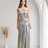 Radiant Crystal Metallic Gown - Silver close up detail of metallic design and fabric