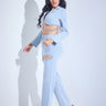 Women's Demin Blue pant set matching style back view