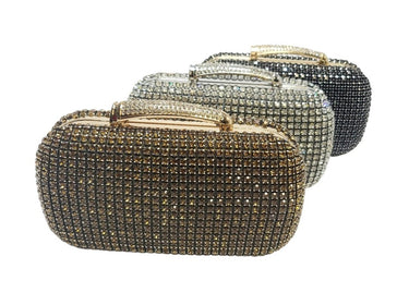 Sparkling gold evening clutch with crystal detailing