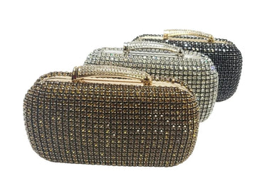 Radiant Elegance gold crystal clutch - trendy women's bag