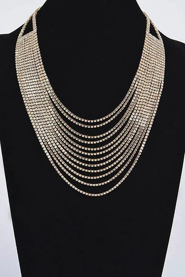 Radiant Luxe Rhinestone Layered Necklace - Gold - women's statement jewelry