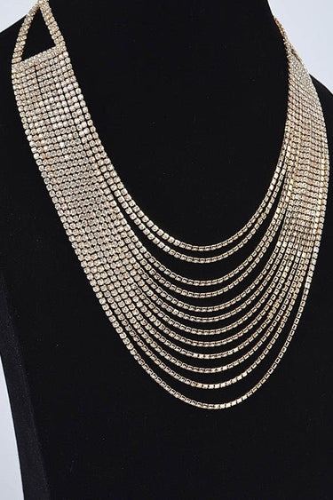 Radiant Luxe Rhinestone Layered Necklace - Gold - Palazzo Couture Online