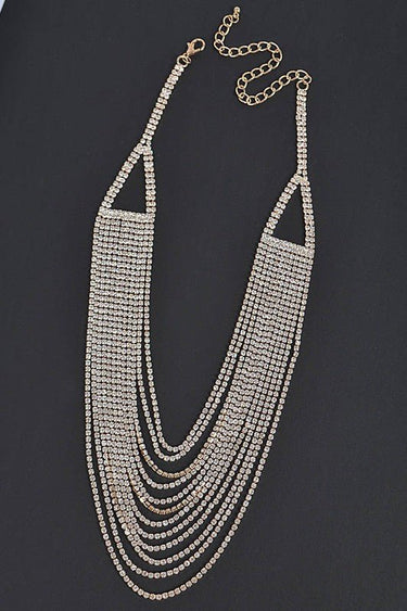 Radiant Luxe Rhinestone Layered Necklace - Gold - Palazzo Couture Online
