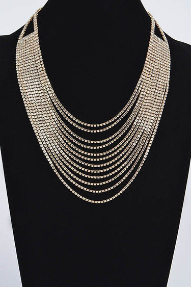 Radiant Luxe Rhinestone Layered Necklace - Gold - Palazzo Couture Online