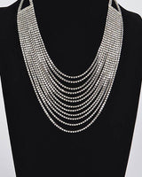 Radiant Luxe Rhinestone Layered Necklace - Silver - Palazzo Couture Online