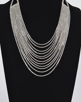 Radiant Luxe Rhinestone Layered Necklace - Silver for women - fashion jewelry by Palazzo Couture