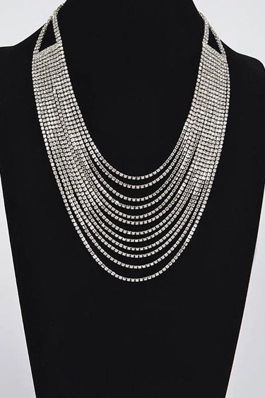 Radiant Luxe Rhinestone Layered Necklace - Silver for women - fashion jewelry by Palazzo Couture