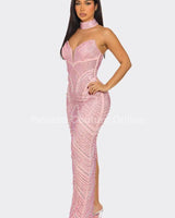 Radiant Pearl Mesh Gown Maxi Dress - Palazzo Couture Online