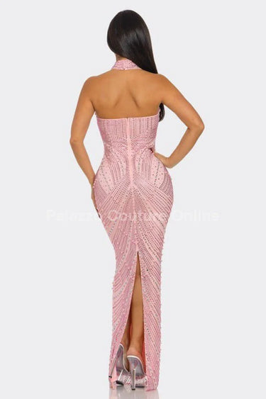 Women's  maxi dress mesh style back view