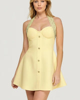 Elegant Butter elegant mini dress on model styled for going out
