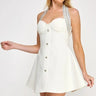 Radiant Regal Crystal-Trim Mini Dress - Ivory front view showing mini dress silhouette