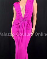 Radiant Starlight Maxi Dress (Fuchsia) - Palazzo Couture Online