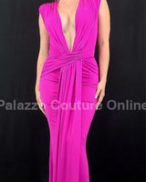 Radiant Starlight Maxi Dress (Fuchsia) - Palazzo Couture Online