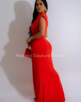 Radiant Starlight Maxi Dress (Orange Burnt) - Palazzo Couture Online