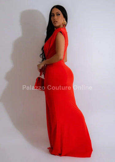 Radiant Starlight Maxi Dress (Orange Burnt) - Palazzo Couture Online