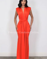 Radiant Starlight Maxi Dress (Orange Burnt) front view showing full-length maxi silhouette