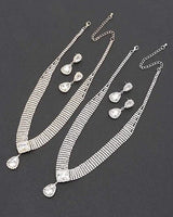 Radiant Teardrop Rhinestone Necklace Set in Silver Clear - trendy women's jewelry