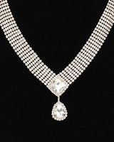 Radiant Teardrop Rhinestone Necklace Set in Gold Clear Finish - women's statement jewelry