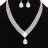 Radiant Teardrop Rhinestone Necklace Set in Gold Clear Finish for women - fashion jewelry by Palazzo Couture