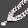 Radiant Teardrop Rhinestone Necklace Set in Silver Clear for women - fashion jewelry by Palazzo Couture
