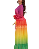 Rainbow Tassel Detailing Pleated Maxi Dress showing sophisticated construction details