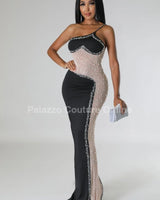Women's Shoulder maxi dress one-shoulder style back view
