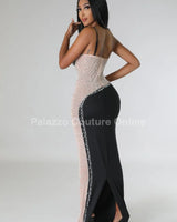 Elegant Shoulder one-shoulder maxi dress on model styled for evening event
