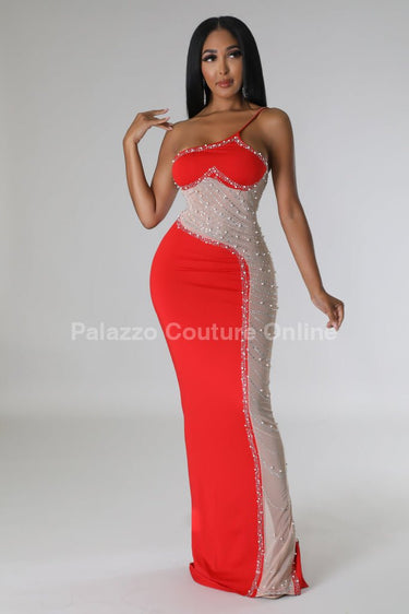 Rasha Dress Red - Palazzo Couture Online