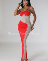 Rasha Dress Red - Palazzo Couture Online