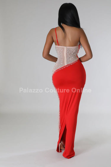 Rasha Dress Red - Palazzo Couture Online