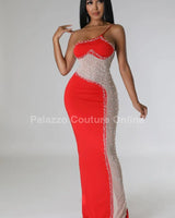 Women's Shoulder maxi dress one-shoulder style back view