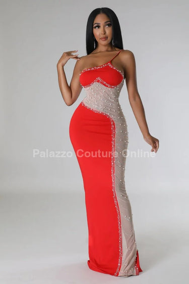 Women's Shoulder maxi dress one-shoulder style back view