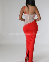 Elegant Shoulder one-shoulder maxi dress on model styled for evening event