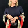 equestrian print satin scarf in red close-up pattern
