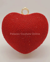 Red Heart Clutch – Rhinestone Sparkle Evening - women's evening clutch