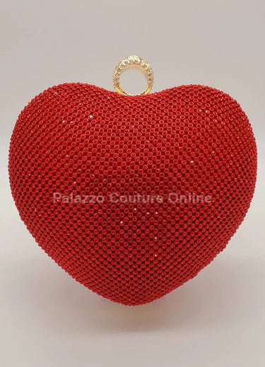 Red Heart Clutch – Rhinestone Sparkle Evening - women's evening clutch