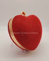 Red Heart Clutch – Rhinestone Sparkle Evening - stylish purse for going out
