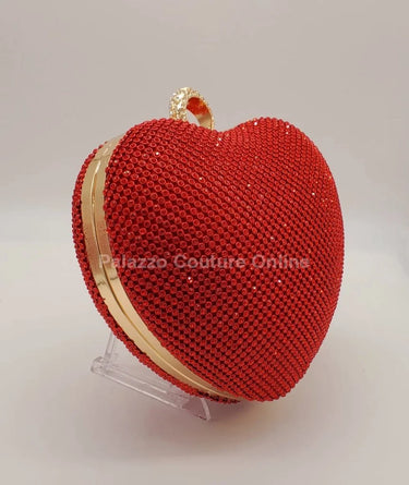 Red Heart Clutch – Rhinestone Sparkle Evening - stylish purse for going out