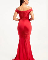 All In Your Feels Red Maxi Dress with Off-Shoulder Design - view 2