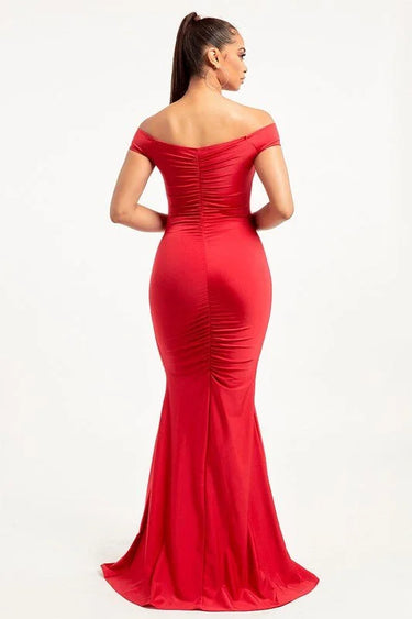 All In Your Feels Red Maxi Dress with Off-Shoulder Design - view 2