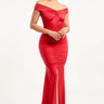 All In Your Feels Red Maxi Dress with Off-Shoulder Design - front view