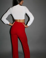 Return to Me Wide Pants (Red) – High Waist Red Wide Pants - view 3